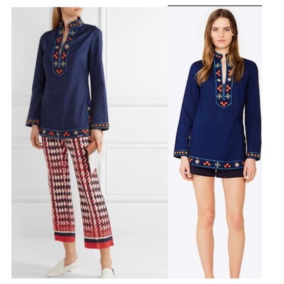 Tory Burch Embellished Tory Tunic Size 2 - Picture 2 of 12